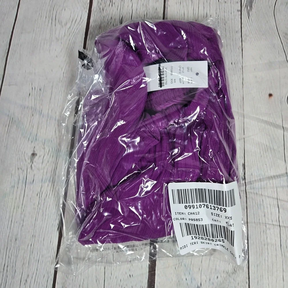 J. Crew Gwyneth‎ layered slip skirt crinkle chiffon Neon Vibrant Purple XXS NWT